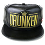 Embroidered Faux Leather Snapback Hat