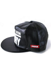 Embroidered Faux Leather Snapback Hat