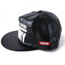 Embroidered Faux Leather Snapback Hat