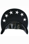 Embroidered Faux Leather Snapback Hat