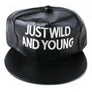 Embroidered Faux Leather Snapback Hat