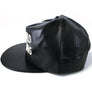 Embroidered Faux Leather Snapback Hat