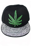 Crystal Stone Embedded Marijuana Snapback