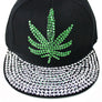 Crystal Stone Embedded Marijuana Snapback