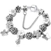 Luxury 925 Silver Crystal Clover Pandora Charm Bracelet Bangle Mother's Day Mom