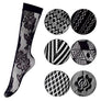 High Knee Socks Black Lace Crochet Thin Transparent Fishnet Mesh Sexy Stockings