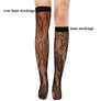 High Knee Socks Black Lace Crochet Thin Transparent Fishnet Mesh Sexy Stockings