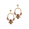 BEADED RHINESTONE METALLIC CORD DROP EARRING