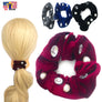 2pcs Pack Rhinestone Pearl Velvet Hair Head Tie Band Scrunchies Pony Tail Holder