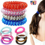 4 Spiral Hair Tie Traceless No Crease Shine Tone Coil Phone Cord Ponytail Holder