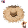 Woman Summer Outdoor Beach Cool Raffia Straw Hat Hollow Out Large Visor Brim U.S