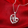 925 Silver Plated Crystal Mom Heart Pendant Necklace Mama For Mother's Day