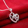 925 Silver Plated Crystal Mom Heart Pendant Necklace Mama For Mother's Day