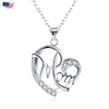 925 Silver Plated Crystal Mom Heart Pendant Necklace Mama For Mother's Day