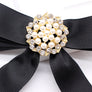 Women Pearls Vintage Brooch Ribbon Bow Collar Pins Corsage shirt tie Cravat Bowk