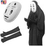 Costume Kaonashi No Face Manga Cosplay Halloween Cloak Outfit + Gloves Mask Set