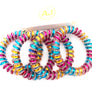 4 Spiral Hair Ties Traceless No Crease Rainbow Coil Phone Cord Ponytail Holder