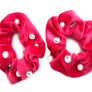 2pcs Pack Rhinestone Pearl Velvet Hair Head Tie Band Scrunchies Pony Tail Holder