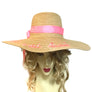 Do Not Disturb Weaved Beach Embroidered Bead Floppy Wide Brim Sun Hat Ribbon Bow