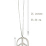 Gold Silver Rhinestone Crystal Cubic Peace Sign Symbol Pendant Long Necklace