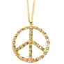 Gold Silver Rhinestone Crystal Cubic Peace Sign Symbol Pendant Long Necklace