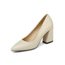 QUTAA 2018 Shoes Women Summer Square High Heel Women Pumps PU leather Pointed To
