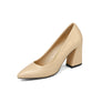 QUTAA 2018 Shoes Women Summer Square High Heel Women Pumps PU leather Pointed To