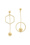 ASYMMETRICAL GEOMETRIC SHAPE METAL POST DROP EARRING