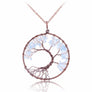 7 Chakra Yoga Tree Of Life Pendant Copper Crystal Natural Stone Quartz Necklace