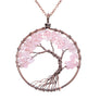 7 Chakra Yoga Tree Of Life Pendant Copper Crystal Natural Stone Quartz Necklace