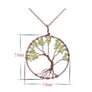 7 Chakra Yoga Tree Of Life Pendant Copper Crystal Natural Stone Quartz Necklace