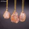 Handmade Wire Wrapped Pendant Natural Stone Crystal Quartz Fluorite Necklace