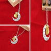 Europe Silver Moon Heart Necklace Family Pendant Mom Mama Mother's Day