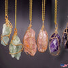 Handmade Wire Wrapped Pendant Natural Stone Crystal Quartz Fluorite Necklace
