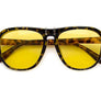 Flip Open Up Lens Flat Top Aviator Sunglasses Tortoise Shell Black Yellow Brown