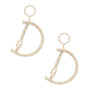 Gold Pave D Drop Earrings