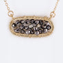 Wired Beads Oval Pendant Necklace