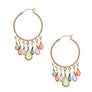 Glass Teardrop Gold Hoops