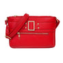 Red Leather Buckle Crossbody