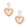 Cream Pearl and Gold Heart Earrings