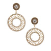 Gold Rhinestone Round Greek Key Earrings