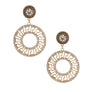 Gold Rhinestone Round Greek Key Earrings