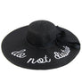 Do Not Disturb Weaved Beach Embroidered Bead Floppy Wide Brim Sun Hat Ribbon Bow