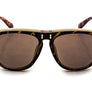Flip Open Up Lens Flat Top Aviator Sunglasses Tortoise Shell Black Yellow Brown