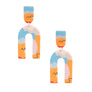 Orange Marbled Clay U Drop Earrings