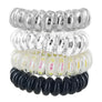 4 Spiral Head Hair Ties Traceless No Crease Metallic Coil Phone Cord Ponytail US