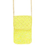 Yellow Quilted Rhinestone Cellphone Bag
