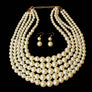 Cream Pearl Multi Strand Necklace Set