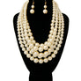 Cream Pearl Multi Strand Necklace Set