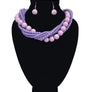 Silver and Lavender Bead Twisted Necklace Set